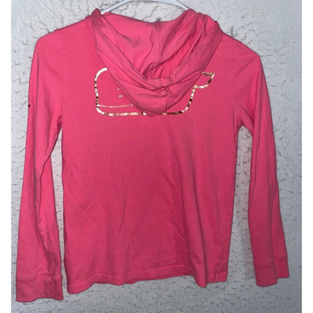 Vineyard Vines Hoodie Girls M 10-12 Long Sleeve Tshirt Gym Gold Bling Whale Pink
